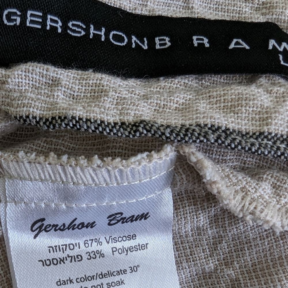 Gershon Bram Beige & Black Striped Gauze Striped … - image 3